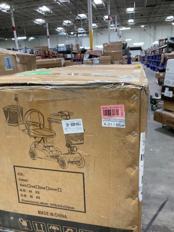 Photo 1 of ***I DON'T KNOW IF IT WORKS, I DON'T KNOW IF IT MISSES PARTS*** SACVON 4 Wheels Mobility Scooter with Cane Holder for Seniors, Electric Folding Wheelchair Device for Travel, Blue
