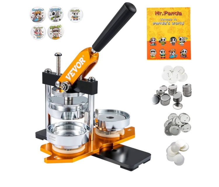 Photo 1 of ***I don't know if there are missing parts*** VEVOR Button Maker Machine, 75 mm(3 inch) Badge Punch Press Kit, Children DIY Gifts Pin Maker, Button Making Supplies with 100pcs Button Parts & Circle Cutter & Magic Book