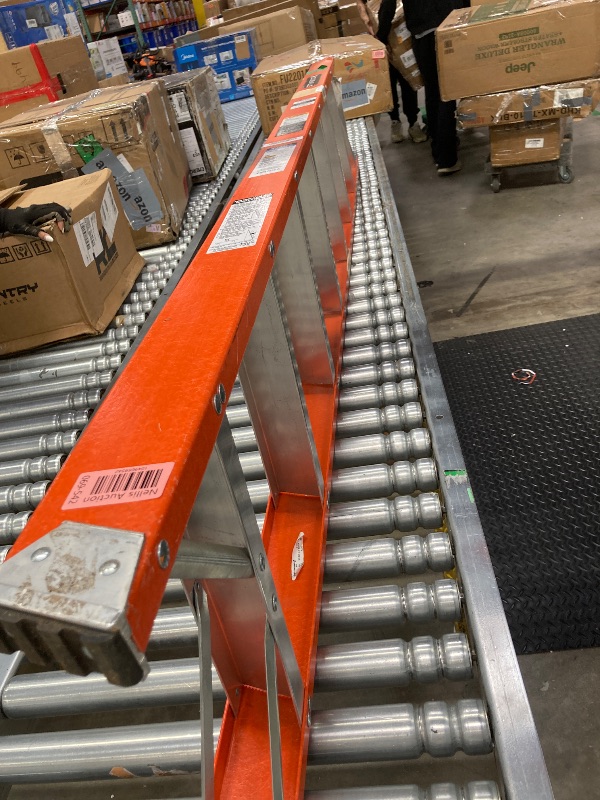 Photo 1 of **MAJOR DAMAGE TO TOP STEP AND SIDE TOP-SEE PICS***8 Ft. Fiberglass Shelf Ladder with 300 Lb. Load Capacity Type IA Duty Rating
