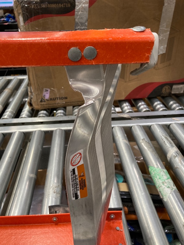Photo 1 of **MAJOR DAMAGE TO TOP STEP AND SIDE TOP-SEE PICS***8 Ft. Fiberglass Shelf Ladder with 300 Lb. Load Capacity Type IA Duty Rating