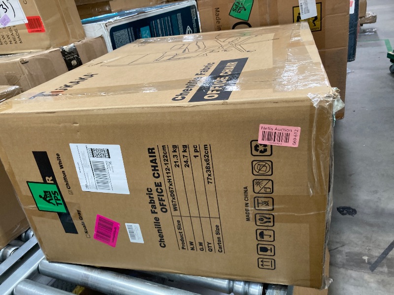 Photo 1 of ***I DON'T KNOW IF IT WORKS*** TUKAKA Big and Tall Fabric Computer Chair,Full Stainless Steel Comfy Ergonomic Office Chair with Footrest, Cute Chenille Fabric High Back Reclining C Hair with Spring Cushion,Lumbar Support(Beige)