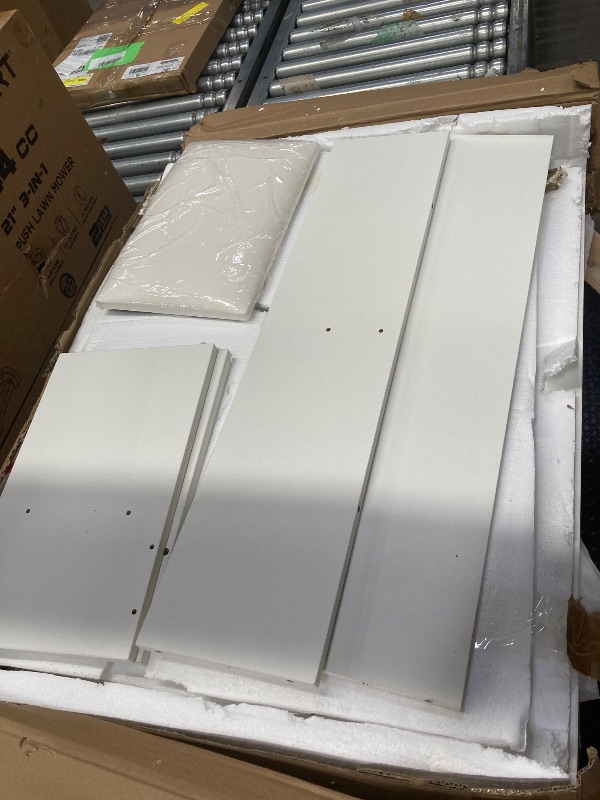Photo 1 of ***(DAMAGE-SELLING AS PARTS ONLY)*** VIRNAZ Vanity Set with Large Lighted Mirror & Power Outlet, Makeup Vanity Table Desk Chair Set for Bedroom, White ***BOX RIPPED/TORN***