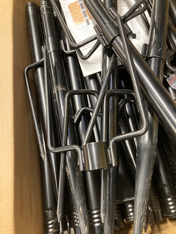 Photo 1 of ***(USED -SELLING AS IS - SOME MISSING PARTS)*** 
6 Pack 10 ft Heavy Duty Metal String Light Poles Adjustable Outdoor Lighting Stand for Patio, Backyard, Garden, Party & Wedding Rustproof & Sturdy with Hooks