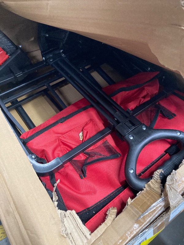 Photo 1 of  Collapsible Garden Wagon Cart with Removable Canopy Red