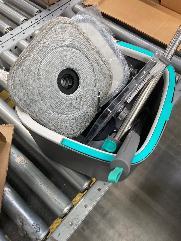 Photo 1 of  Clean Spin Mop & Bucket System – Dual Compartment Design for Clean & Dirty Water, 360° Swivel Mop Head, Built-in Scrubbing Brush, Stainless Steel Handle & 2 Reusable Microfiber Pads