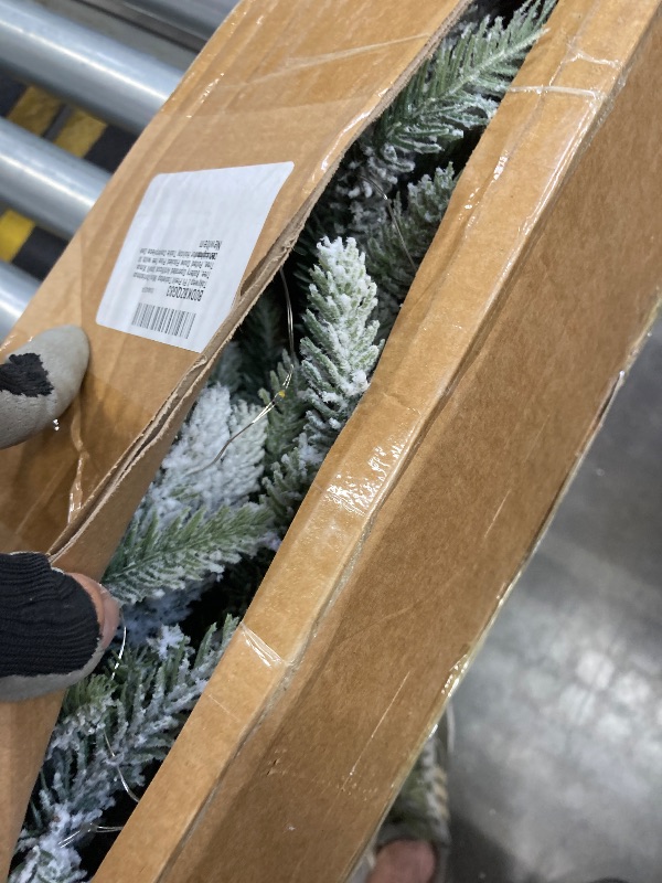 Photo 1 of **BOTTOM BASE IS LOOSE**Takywep 2 Ft Prelit Tabletop Mini Christmas Tree, Battery Operated Artificial Small Xmas Tree, Potted Snow Flocked Pine Tree with 30 LED Lights for Holiday Table Centerpiece Desk Decorations