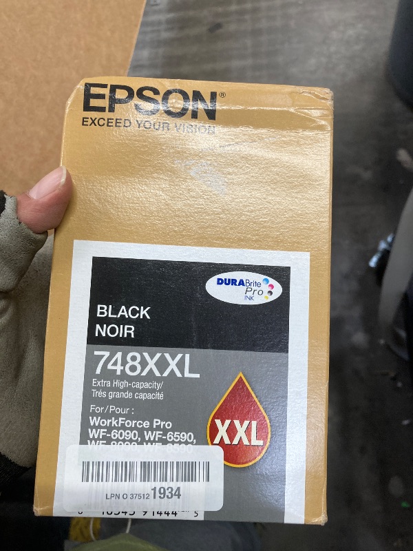 Photo 1 of EPSON 748 DURABrite Pro Ink High Capacity Black Cartridge (T748XXL120) Works with WorkForce WF-6590, WF-8590, WF-6090, WF-8090