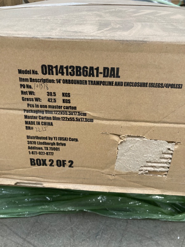 Photo 1 of Outdoor Trampoline, 14' Backyard Recreational Trampoline with Enclosure for Kids & Adults
*** ONLY BOX 2 OF 2 ONLY !!!!!!!! ***