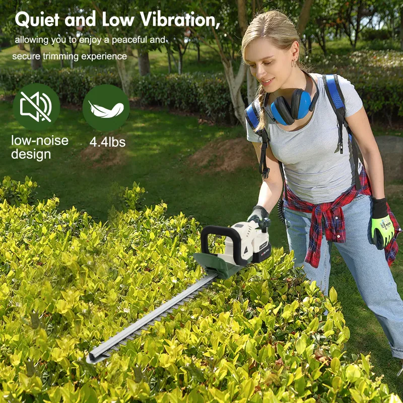 Photo 1 of 21V Cordless Hedge Trimmer with 20" Dual-Action Blade, Handle Electric Hedge Trimmer with 3.0Ah Battery and Fast Charger for Garden, Shrub, Grass and Lawn, Up to 20000 RPM, Green