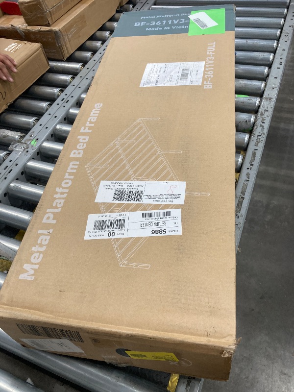 Photo 1 of 14 Inches Full Bed Frame, Heavy Duty Metal Platform with Storage Space Under Frame, No Box Spring Needed Full Size Bed Frame, Black