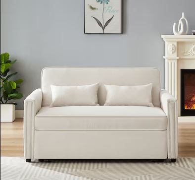 Photo 1 of ***(DAMAGED, STAINS ALONG CORNER EDGES, BROKEN SELLING AS IS -ONLY BOX RIPPED/TORN)***M2199 LOVESEAT SOFA BED IVORY 
