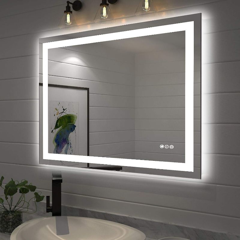 Photo 1 of 
Amorho LED Bathroom Mirror  with Front and Backlit, Stepless Dimmable Wall Mirrors with Anti-Fog, Shatter-Proof 53 x 38 size box