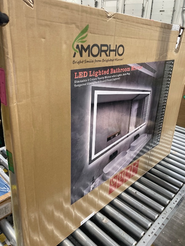 Photo 1 of 
Amorho LED Bathroom Mirror  with Front and Backlit, Stepless Dimmable Wall Mirrors with Anti-Fog, Shatter-Proof 53 x 38 size box