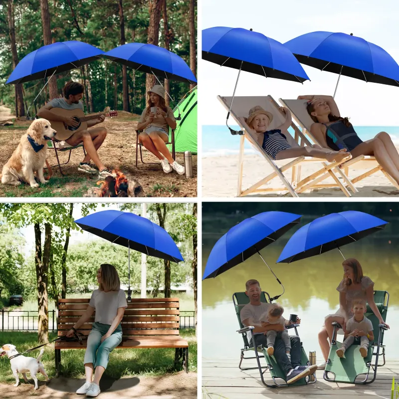 Photo 1 of 2 Pack Beach Chair with Umbrella,99.99% UV Protection Chair Umbrella, UPF50+ 360° Adjustable Beach Chair Umbrella with Clamp
