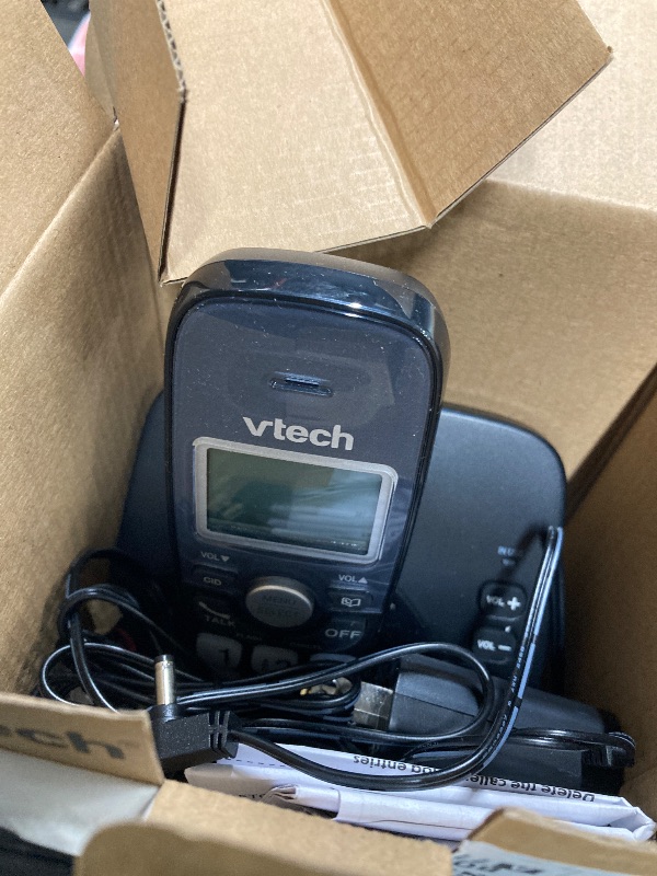Photo 1 of [New] VTech VG134-11 DECT 6.0 Cordless Home Phone with Bluetooth Connection, Digital Answering Machine, Backlit Display,Full Duplex Speakerphone, Caller ID/Call Waiting,1000 ft Range (Black)