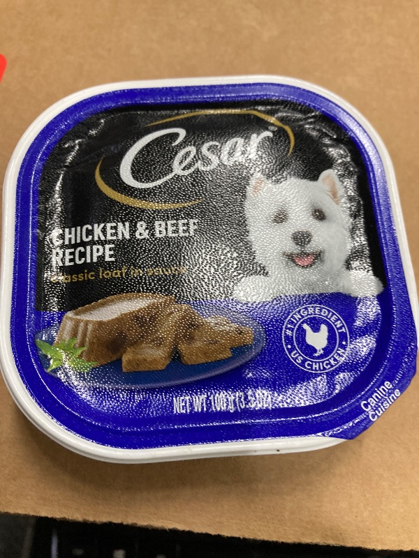 Photo 1 of ***BB 11/06/2025****Cesar Wet Dog Food Classic Loaf in Sauce Chicken & Beef Recipe, 3.5 oz. Easy Peel Trays (24 Count, Pack of 1)