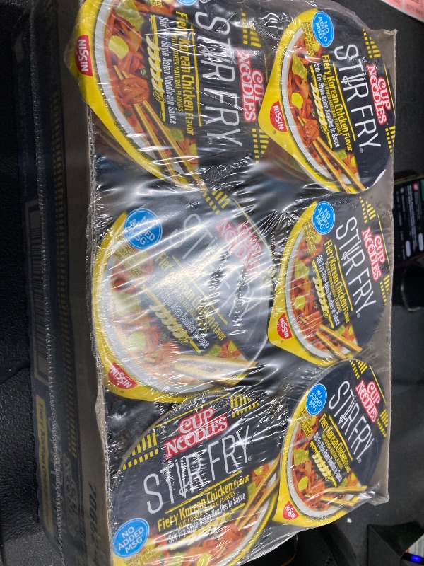 Photo 1 of ****BB 12/12/25***Nissin Cup Noodles Stir Fry Noodles in Sauce, Fiery Chicken, 2.96 Ounce (Pack of 6)