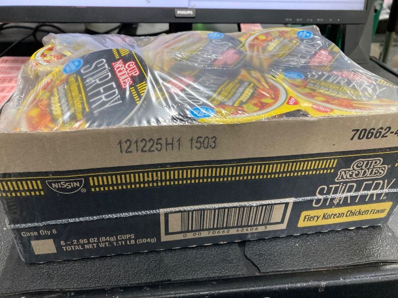 Photo 1 of ***BB 12/12/25***Nissin Cup Noodles Stir Fry Noodles in Sauce, Fiery Chicken, 2.96 Ounce (Pack of 6)