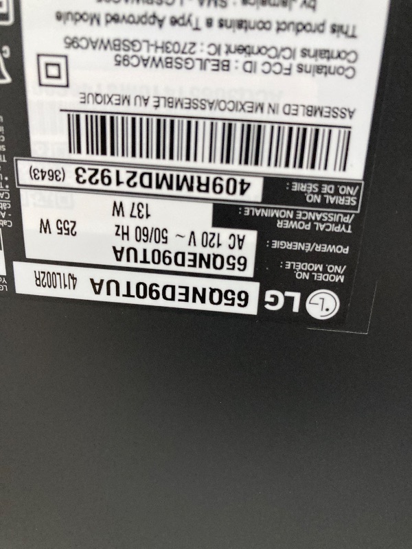 Photo 1 of **PARTS ONLY** LG 65-Inch Class QNED90T Series Mini LED Smart TV 4K Processor Flat Screen with Magic Remote AI-Powered with Alexa Built-in (65QNED90TUA, 2024)