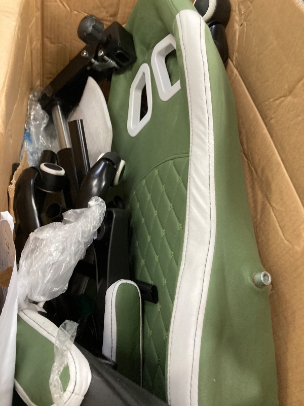 Photo 1 of **MISSING HARDWARE**Seenda Gaming Chair, Fabric Computer Office Chair, Linkage Armrests and Footrest, Massage Lumbar Support Swivel Video Game Chair for Office Gaming 275LBS, Green