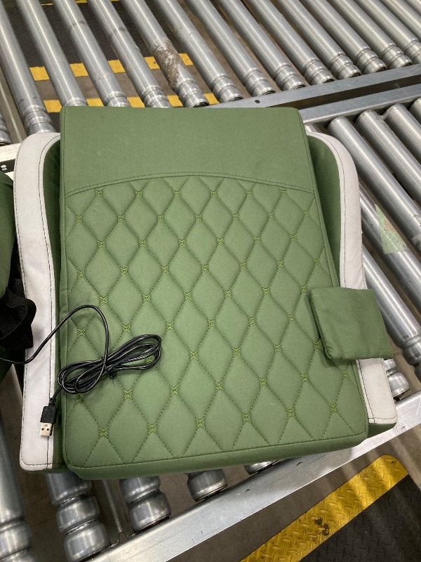 Photo 1 of **MISSING HARDWARE**Seenda Gaming Chair, Fabric Computer Office Chair, Linkage Armrests and Footrest, Massage Lumbar Support Swivel Video Game Chair for Office Gaming 275LBS, Green