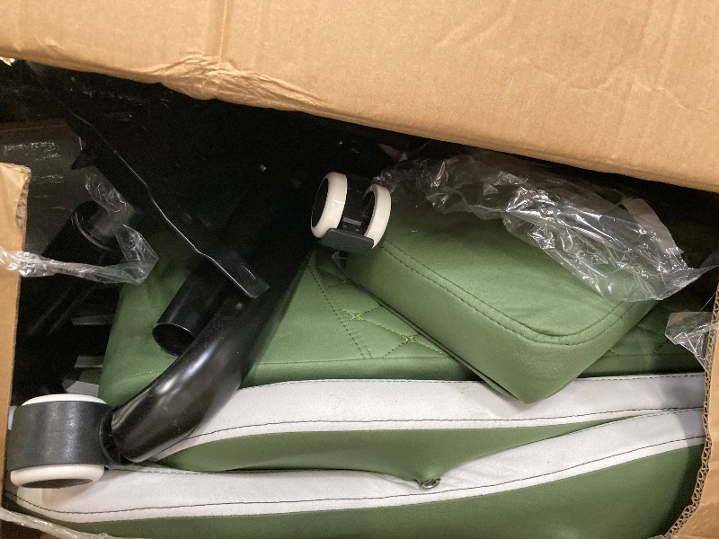 Photo 1 of **MISSING HARDWARE**Seenda Gaming Chair, Fabric Computer Office Chair, Linkage Armrests and Footrest, Massage Lumbar Support Swivel Video Game Chair for Office Gaming 275LBS, Green