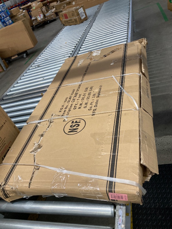 Photo 1 of **NO LEGS**FSE SLWT42448F Work Table, 24" x 48" x 35", 18 gauge/430 Stainless Steel Flat top, Turn-Down Edges, Galvanized Steel Adjustable undershelf & Legs, 1" Adjustable Plastic Bullet feet, KD, NSF