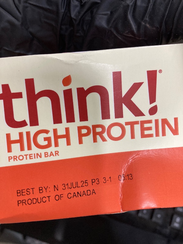 Photo 1 of ***BB JULIO/31/2025****think! Protein Bars, High Protein Snacks, Gluten Free, High Fiber, Peanut Butter Chocolate Chunk, 10 Count