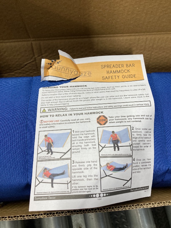 Photo 1 of ***IMAGE REFERENCE****SUNCREAT 2 Person Free Standing Hammock with 15 ft Stand, 475 lbs Capacity, Backyard Hammock with Stand, Navy