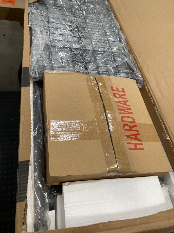 Photo 1 of ***IMAGE FREFERENCE***Twin Size Bed Frame with Charging Station and LED Lights, Metal Bed Frame with Headboard, Black Upholstered Headboard with 2-Tier Storage Shelves, Noise Free, No Box Spring Needed, Black