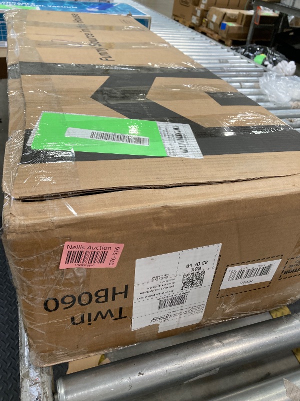 Photo 1 of ***IMAGE FREFERENCE***Twin Size Bed Frame with Charging Station and LED Lights, Metal Bed Frame with Headboard, Black Upholstered Headboard with 2-Tier Storage Shelves, Noise Free, No Box Spring Needed, Black