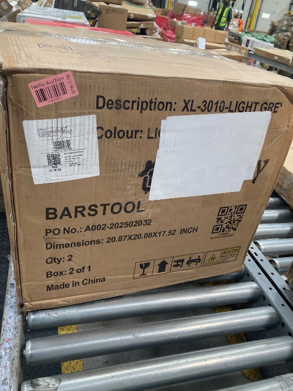 Photo 1 of **MISSING PARTS**JONPONY Bar Stools Set of 2 Back and Armrest Vintage Leather Modern Bar Chairs for Home and Kitchen Counter Grey Low Back