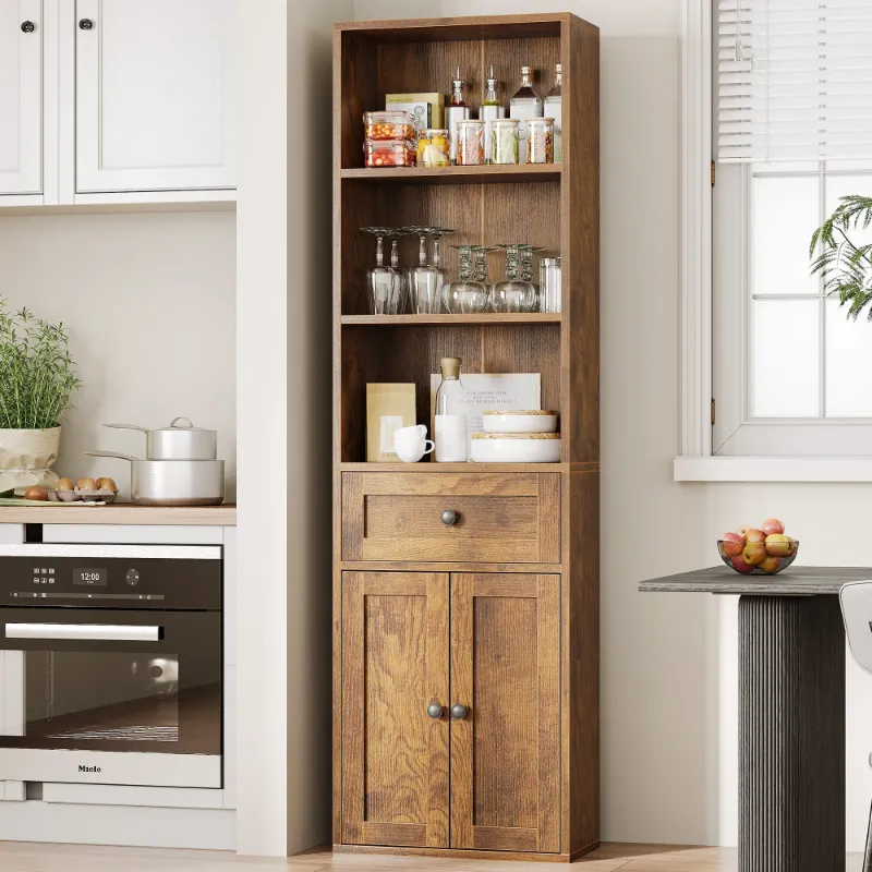Photo 1 of -Tier Bookcase with Drawer and Cabinet, Modern Bookshelf for Home Office, Living Room or Bedroom, Easy Assembly & Stable Structure, Vintag