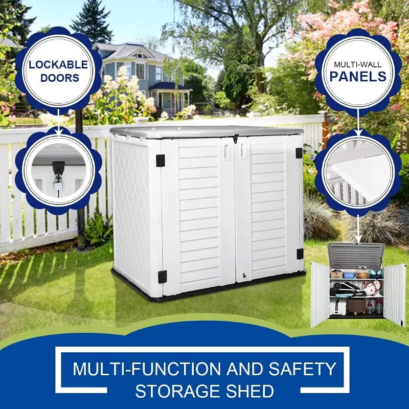 Photo 1 of 1 OF 2 BOXES ONLY

Outdoor Storage Shed - Horizontal Storage Box Waterproof for Garden, Patios, Backyards, Multi-Opening Door for Easy Storage of Bike, Garbage Cans, Tools, Lawn Mower, Off-White, 35 Cubic Feet