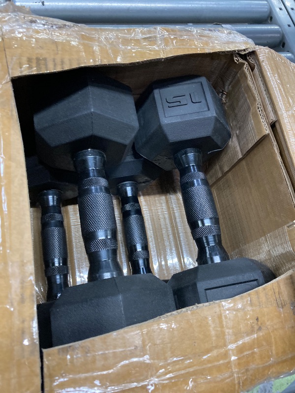 Photo 1 of ****THIS IS ONLY TWO SETS OF WEIGHTS**** MISSING OTHER SETS**** CHECK OTHER IMAGES****CAP Barbell 150 LB Coated Hex Dumbbell Weight Set with Vertical Storage Rack | Black Handle 4PCS