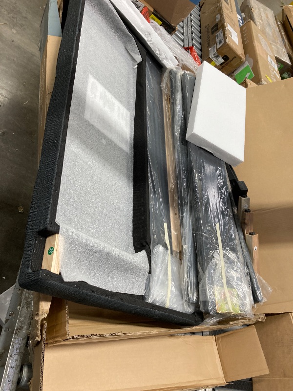 Photo 1 of **misssing parts *** CONCETTA Twin Size Bed Frame, 800LBS Wooden Slats Support, Fabric Upholstered Platform Bed with Adjustable Headboard and No Box Spring Needed, Dark Grey