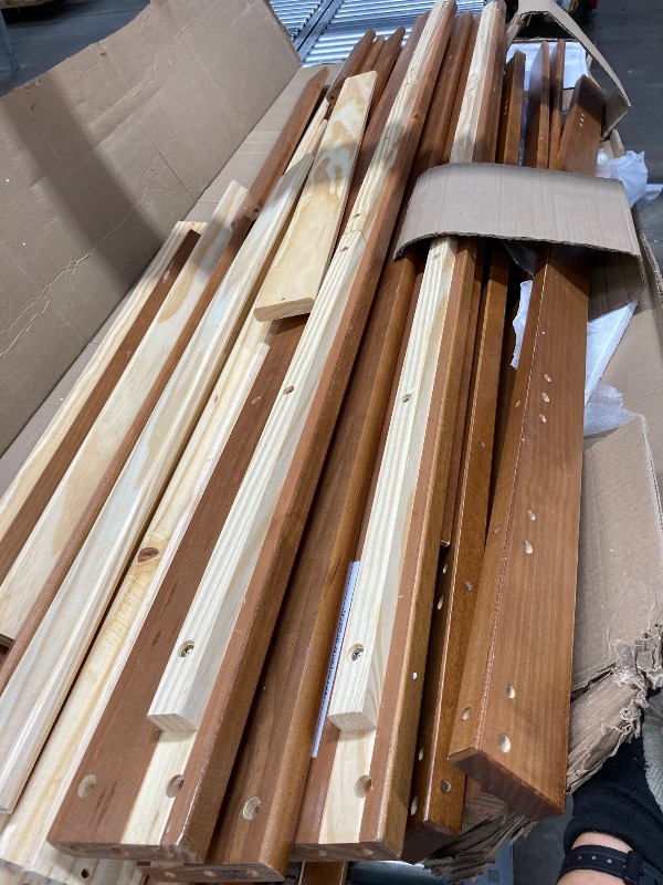 Photo 1 of ***missing parts **Walker Edison - Minimalist Slatted Solid Wood Low Queen Bedframe - Natural Pine