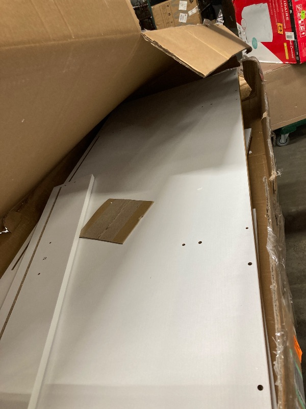 Photo 1 of YITAHOME 53 inch Large Rolling Kitchen Island with Trash Can Storage Cabinet, Portable Mobile Islands Table Long Floating Movable w Wheels Cabinet for 13 Gallon Garbage Bin 2 Drawer, White Oak