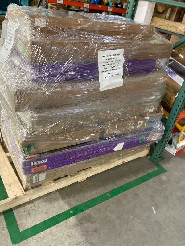 Photo 1 of *No returns***No refund*******TV pallet doesn't work, only for parts of different brands and sizes. Some turn on, others don't. Broken screens, possibly missing cables and remote control. Returns not accepted. Final sale, approximate retail price of parts
