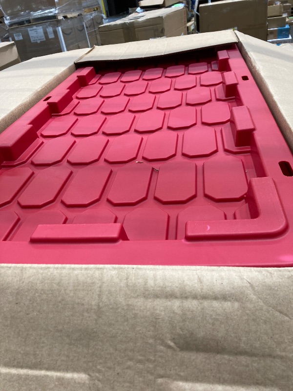 Photo 1 of (2 pack) Hyper Tough Extra Large Storage Bin, 50 Gallon Plastic Storage Container with Snap-On Lid and Wheels, Black and Red, Industrial