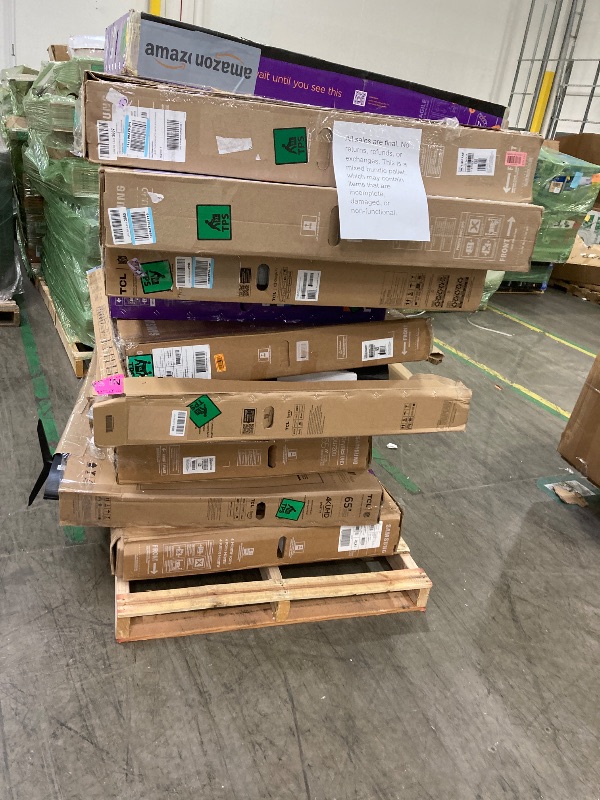 Photo 1 of ********No returns***No refund*******TV pallet doesn't work, only for parts of different brands and sizes. Some turn on, others don't. Broken screens, possibly missing cables and remote control. Returns not accepted. Final sale, approximate retail price o