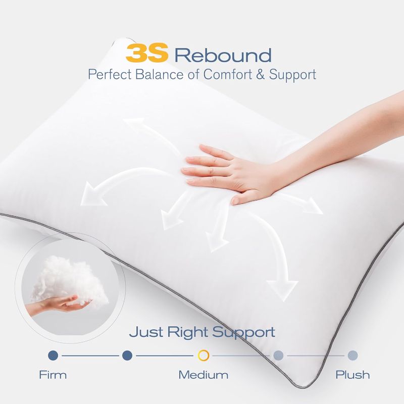 Photo 1 of  1 PILLOWS MUFEW Queen PillowS Thick Down Alternative Bed Pillows,Cooling Hotel Quality Queen Pillows for Back, Stomach or Side Sleepers,Machine Washable