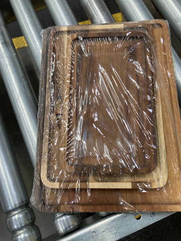Photo 1 of ***(DAMAGE, LARGE TRAY WOOD CHIP)*** SELLING AS IS***
Lanik 3 Set Acacia Wood Serving Tray - Handmade Wooden Decorative Platters, Cheese Board, Kitchen Display Tray for Food, Snack, Appetizers, Picnic, Breakfast