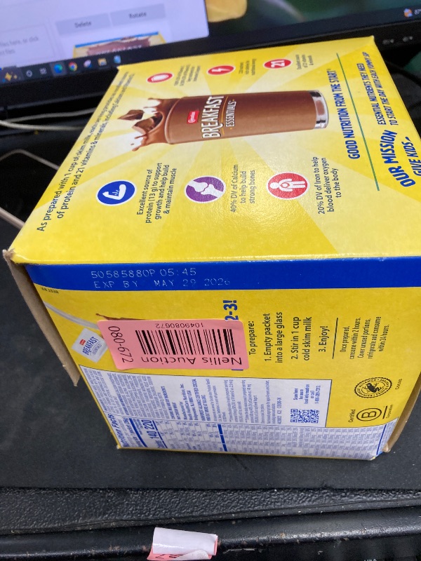 Photo 1 of ***BB MAY 2026****
Carnation Breakfast Essentials Powder Drink Mix, Rich Milk Chocolate, 22 Count Box of 1.26 Ounce Packets
