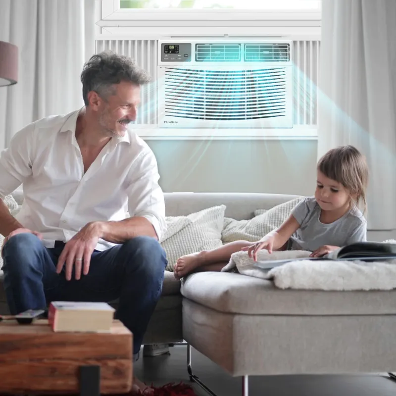 Photo 1 of ***It's broken but it works***PhiloDeco 8000 BTU Window Air Conditioner 350 Sq. ft. Intelligent, LED Display Screen, with Remote Control,Ac Can Be Used as a Dehumidifier/Fan, Operates Quietly, Energy-Saving. Timer/Sleep and ECO
