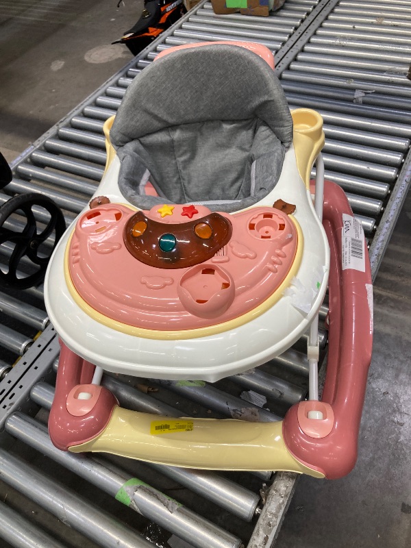 Photo 1 of  missing pats  Baby Walker with Wheels,Music and Lights Baby Walker for Boys Girls 6-12 Months,Foldable Baby Walkers and Activity Center,Toddler Infant Walker with 7-Speed Height Adjustment,Detachable Plate,Pink