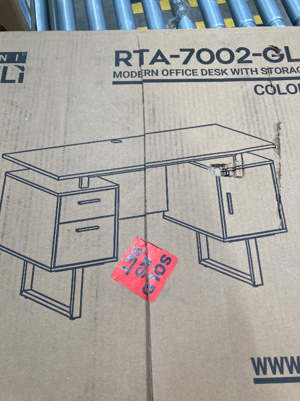 Photo 1 of ***BOX 2 OF 2 -MISSING BOX #1 -SELLING AS PARTS ONLY***
 Techni Mobili Modern Office Desk with Storage, Gold 