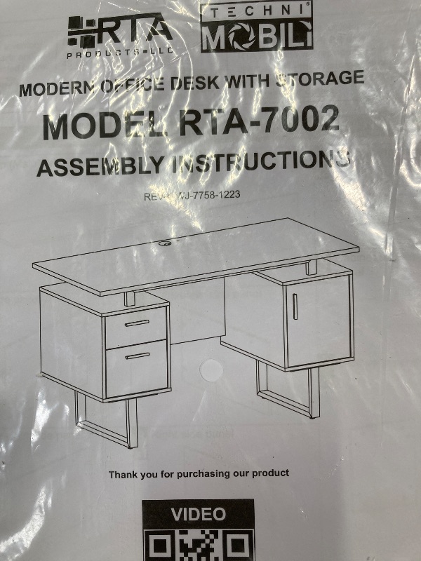 Photo 1 of ***BOX 2 OF 2 -MISSING BOX #1 -SELLING AS PARTS ONLY***
 Techni Mobili Modern Office Desk with Storage, Gold 