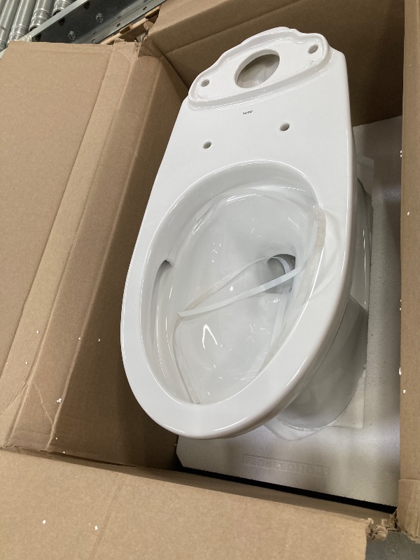 Photo 1 of ***PARTS ONLY -MISSING TANK - THIS IS TOILET ONLY*** 
TOTO Drake Transitional ONE-Piece Elongated 1.28 GPF Universal Height TORNADO FLUSH Toilet Cotton White - CST786CEFG#01