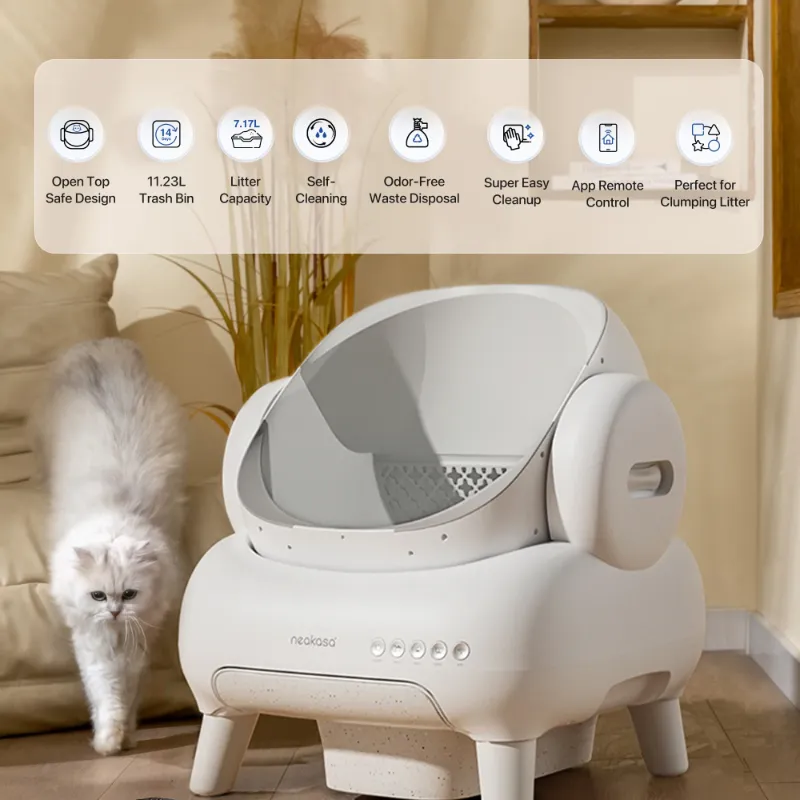 Photo 1 of **NO POWER ADAPTER**Neakasa M1 Lite Self Cleaning Cat Litter Box, Open-Top Large Automatic Cat Litter Tray with APP Control,Odor-Free Waste Disposal,White